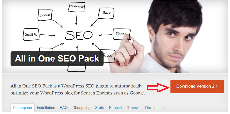 Пример установки seo-плагина для WordPress